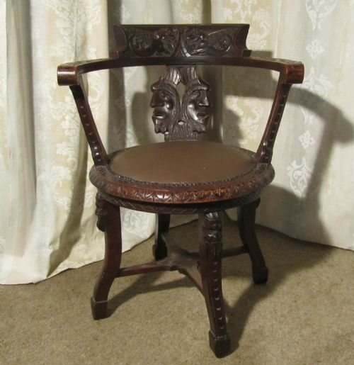 fig 2. 19th Century Welsh Carved Oak Swivelling Desk Chair