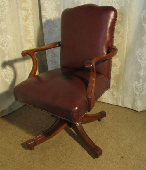 fig 1. Edwardian Mahogany and Leather Office or Desk Chair