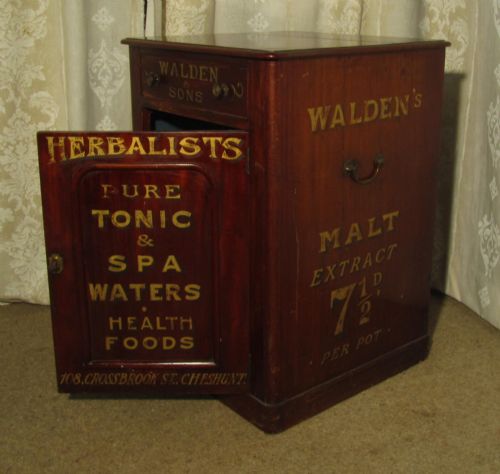 fig 1. Victorian Mahogany Lettered Cupboard, Chemist Cabinet