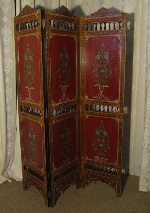 fig 1. A 19th Century Spanish Folk Art Painted 3 Fold Screen