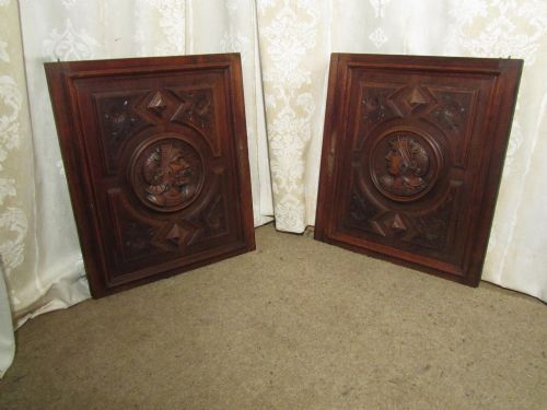 A Pair of Superbly Carved Oak Door Panels