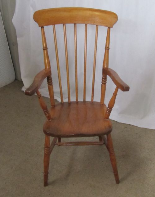 A Victorian Beech and Elm Stick Back Carver Chair