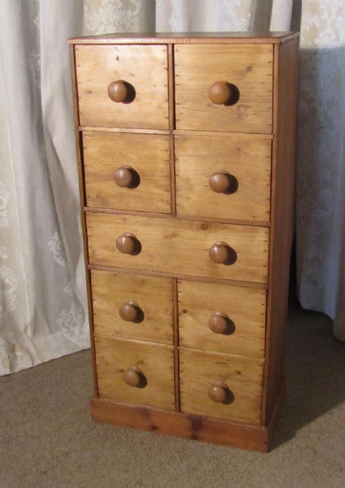 An Unusual 9 Drawer Victorian Pine Chest of Drawers