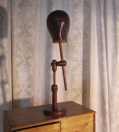 A 18th Century Leather Wig Makers Form