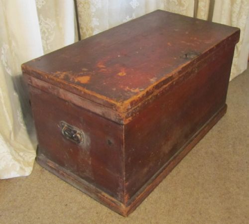 Large Victorian Original Shabby Painted Pine  Blanket Box