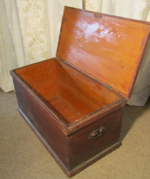 fig 1. Large Victorian Original Shabby Painted Pine Blanket Box