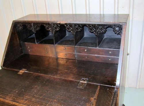 fig 1. A Victorian Gothic Carved Oak Bureau