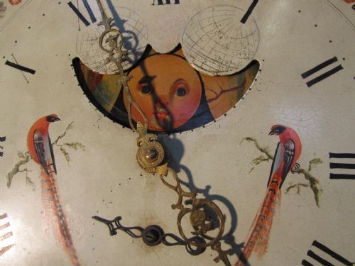 fig 1. Georgian Carved Oak and Inlaid Mahogany Longcase Clock