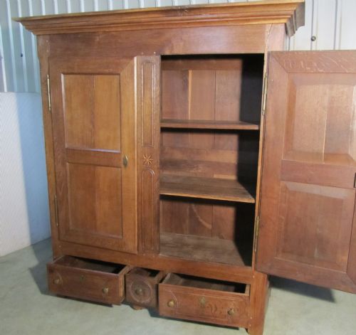 fig 1. A Large and Heavy German Oak Bookcase or Housekeepers Cupboard