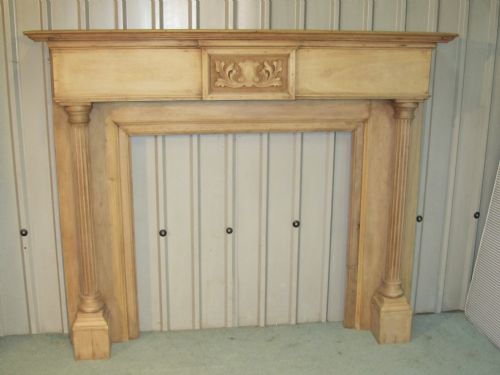 A Large Victorian Pine Fireplace.
