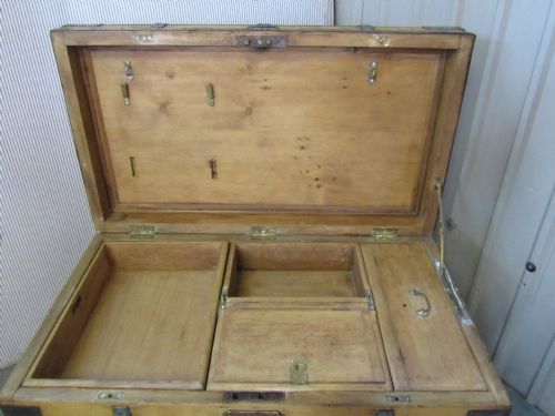fig 1. A Large Victorian Pine Carpenters Box or Sea Chest