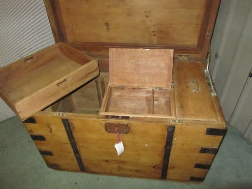 fig 2. A Large Victorian Pine Carpenters Box or Sea Chest