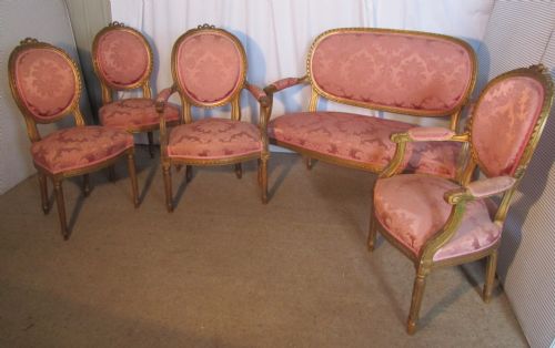 French Finest Quality 5 Piece Salon Suite Circa 1880