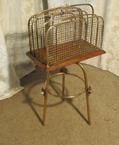 Elegant Revolving Victorian Brass Magazine Rack