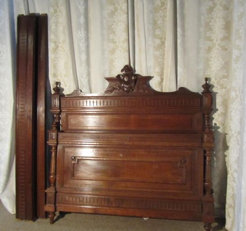 French Carved Oak Double Bed