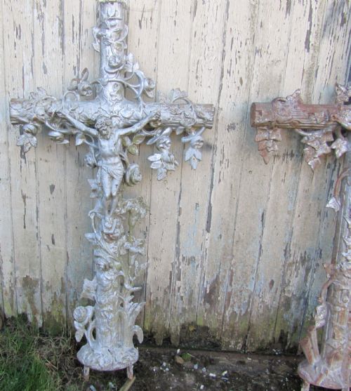 A Large Architectural French Cast Iron Cross, One of Three
