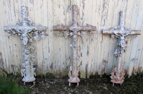 fig 1. A Large Architectural French Cast Iron Cross, One of Three