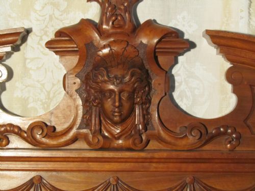 fig 1. Superb French Art Nouveau Carved Walnut Double Bed Frame