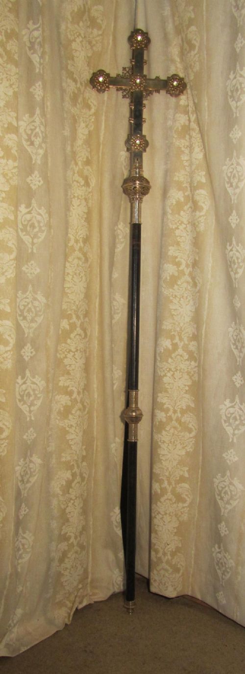 A Large Sliver and Ebonised Processional Cross
