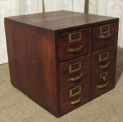 Oak 6 Drawer Card Index Filing Cabinet, Wine Rack or Coffee Table