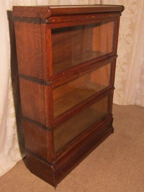 A 3 Stack Oak Globe Wernicke Barristers Bookcase 0r Filing Cabinet