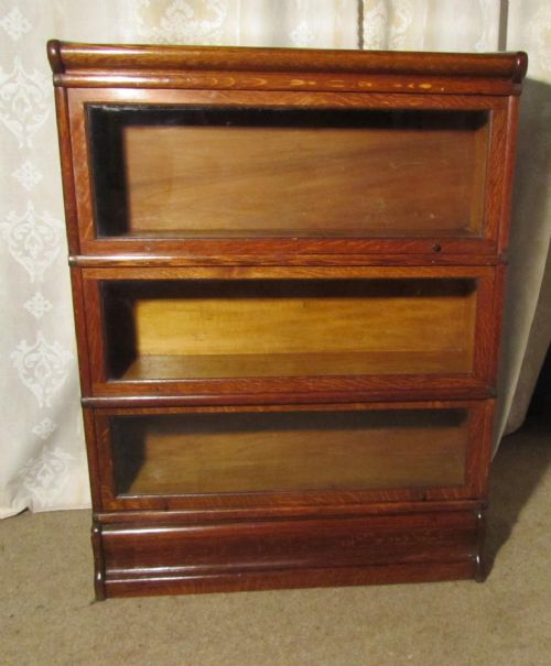 fig 1. A 3 Stack Oak Globe Wernicke Barristers Bookcase 0r Filing Cabinet