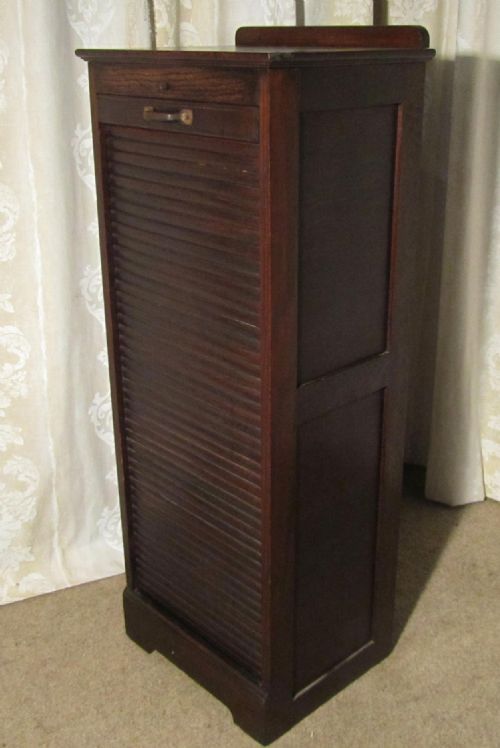 fig 1.  A French Tambour Fronted Oak Art Deco Filing Cabinet