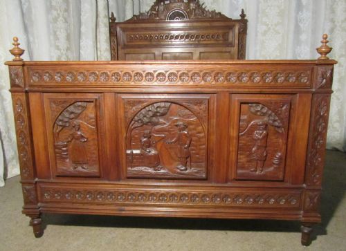 fig 1. Breton Carved Oak Marriage Double Bed