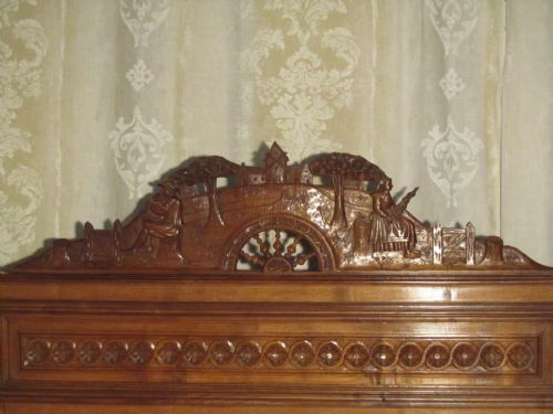 fig 2. Breton Carved Oak Marriage Double Bed