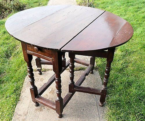 fig 1. PERIOD OAK BOBBIN TURNED GATE LEG TABLE