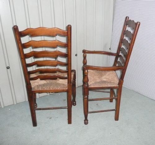 fig 1. A Superb Set of 10 Farmhouse Kitchen Ladder Back Dining Chairs