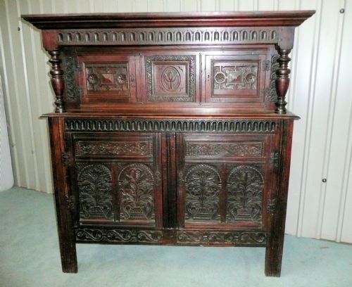 18th Century Carved Oak Court or Livery Cupboard