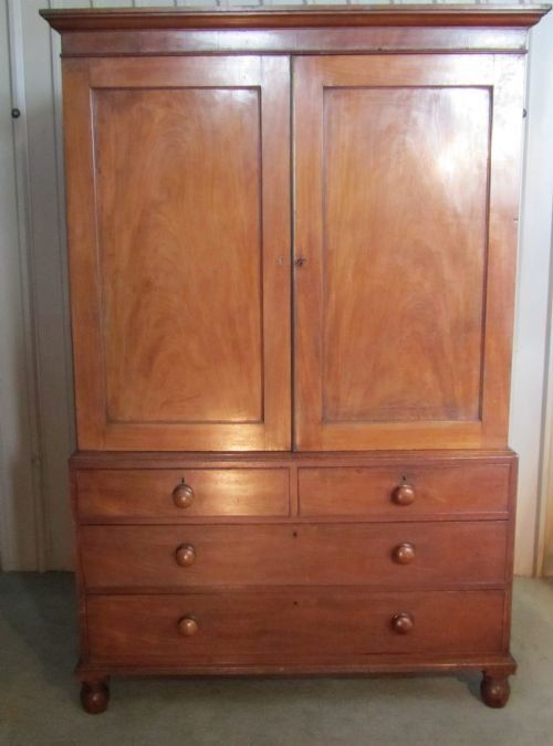 A Victorian Flame Mahogany Linen Press