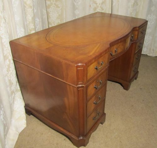 fig 2. Art Deco Walnut and Leather Odeon Style Pedestal desk