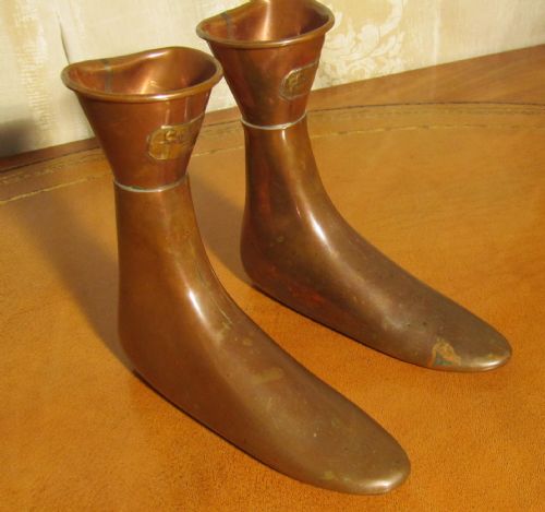 A Pair of Scottish Copper Hot Water Bottle Boot Warmers