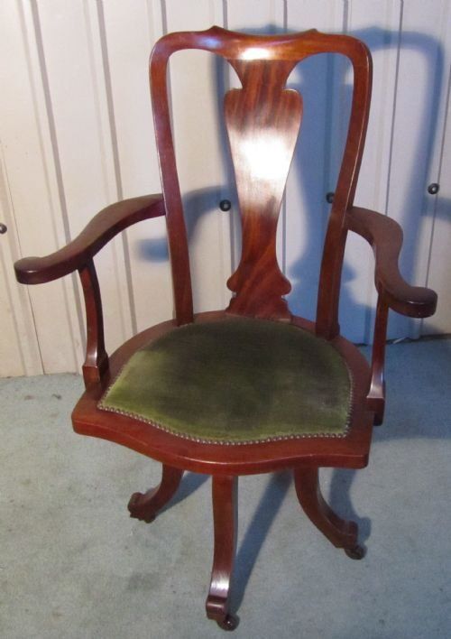 Edwardian Queen Anne Style Swivel Desk Chair
