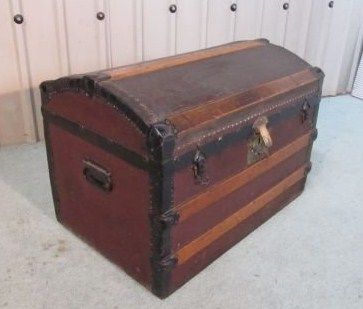fig 1. A Victorian Canvas Dome Top Travel Trunk