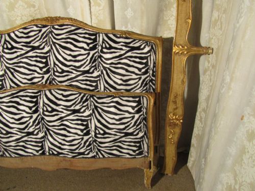 fig 2. French Carved Rococo Gold Château 5Ft Double Bed with Quirky Zebra Upholstery