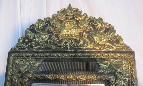 fig 1. A Large Napoleon 111 French Brass Cushion Mirror