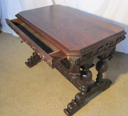 fig 2. Victorian Green Man Carved Oak Hall or Centre Table