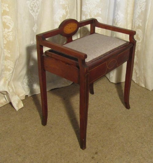 fig 1. Edwardian Inlaid Mahogany Piano Stool