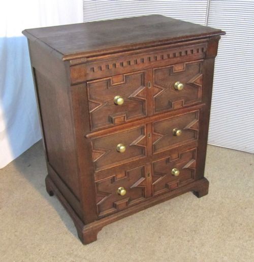 fig 1. A Small Victorian Carolean Style Oak Chest of Drawers