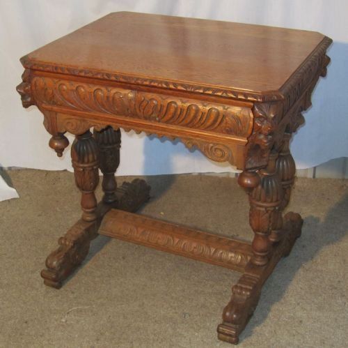 A Victorian Green Man Carved Golden Oak Hall or Centre Table