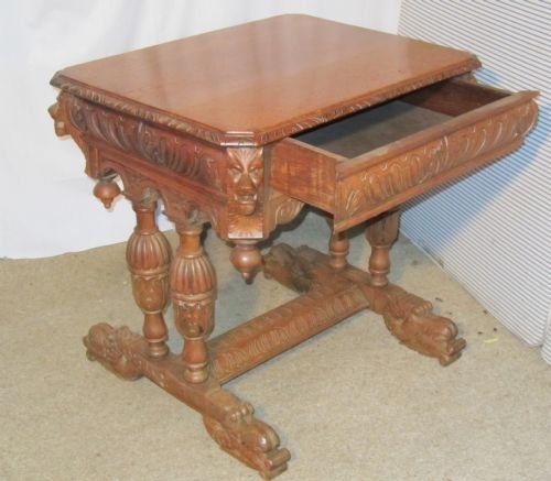 fig 2. A Victorian Green Man Carved Golden Oak Hall or Centre Table