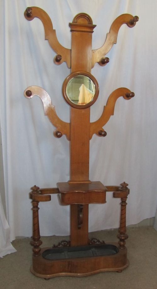 A Very Large Victorian Golden Oak Tree Hall Coat, Hat & Umbrella Stand