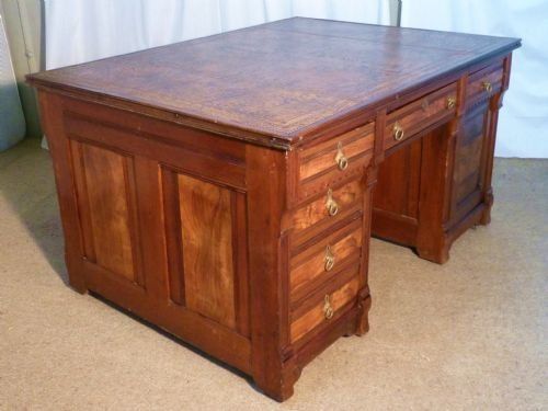 Arts and Crafts Mahogany and Figured Walnut Partners Desk