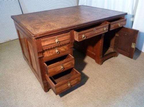fig 1. Arts and Crafts Mahogany and Figured Walnut Partners Desk