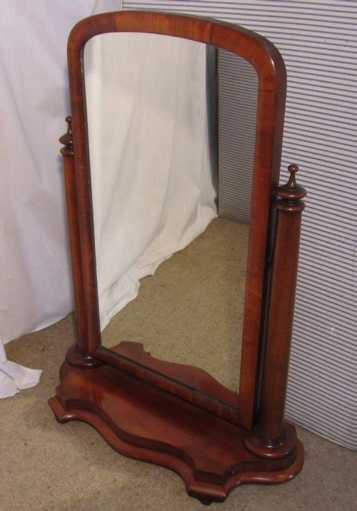 fig 1. A Large Victorian Mahogany Toilet or Cheval mirror dated 1866