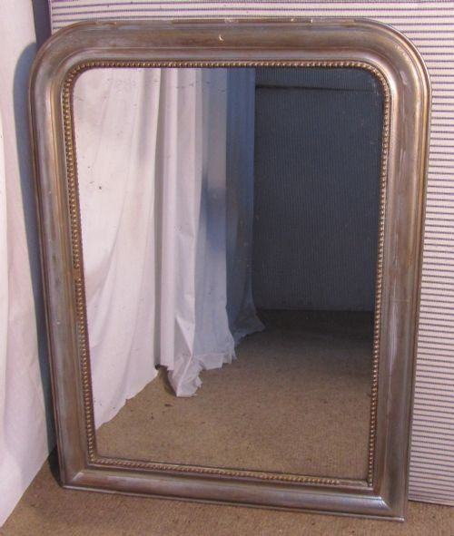 French 19th Century Shabby Silver Wall Mirror or Over Mantle