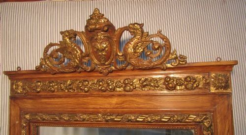 fig 1. A Large French Dragon Crested and Gilded Wall Mirror